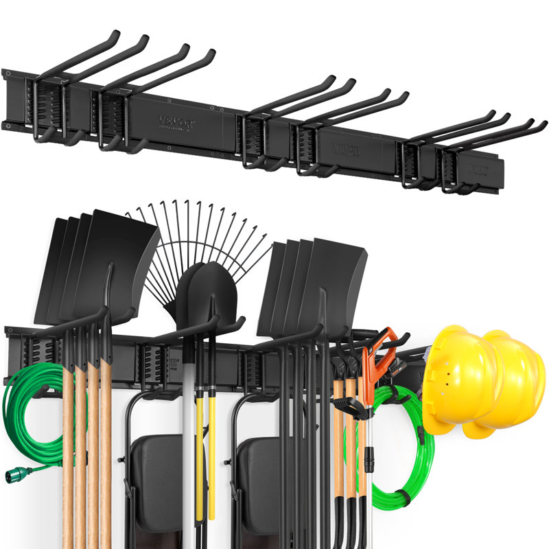 Black Carbon Steel Wall-Mounted Garage Tool Organizer