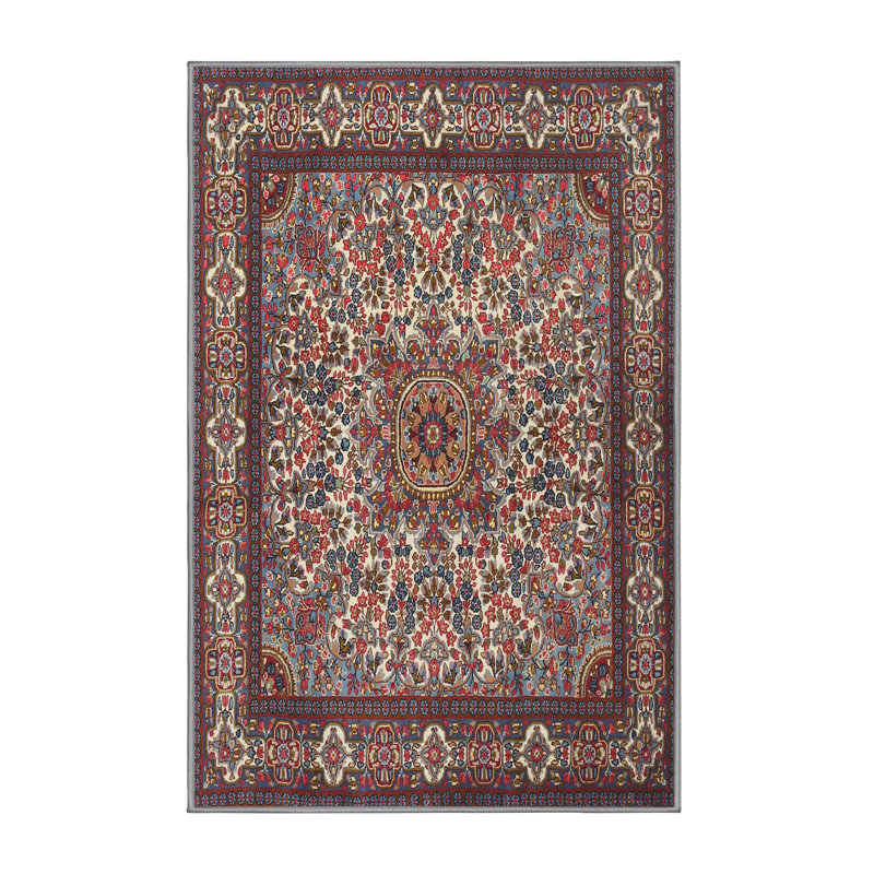 Tapis traditionnel rouge / bleu / beige Drasner, Rectangle 7 pi x 9 pi