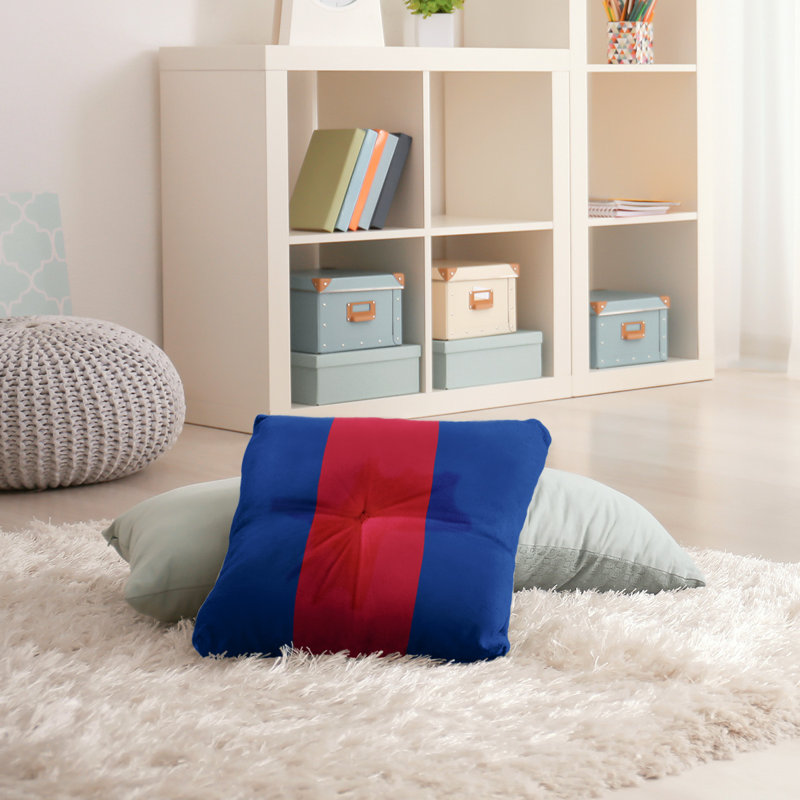 Coussin de sol touffeté buffalo, 30 po x 30 po, Bleu / Rouge