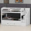 Lit superposé avec lit gigogne, escalier de rangement, tiroirs et garde-robe intégrée-212658134