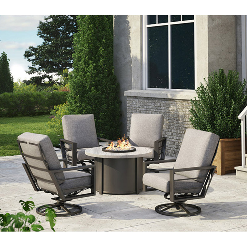 Sutton High Back Swivel Rocker Chat Chair With Cushion, Spectrum Graphite, Hickory