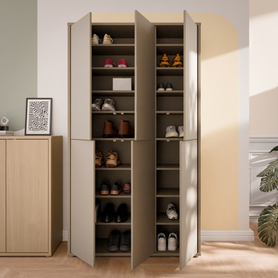 Modern minimalistic shoe cabinet with 6 doors, entryway cabinet, engineered wood