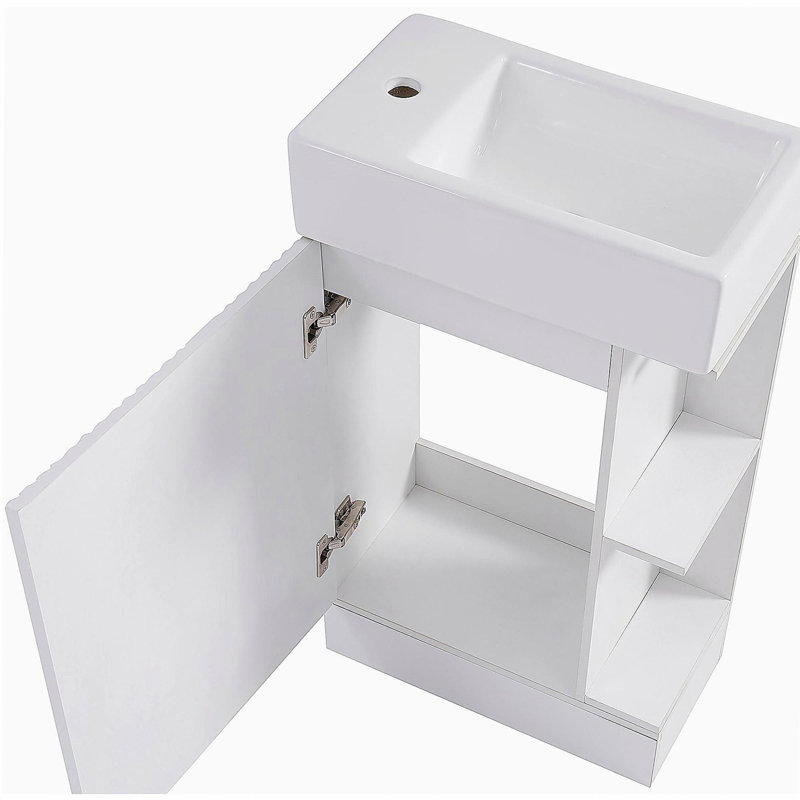 Lavabo de salle de bain de 18,6 pouces avec lavabo, lavabo de salle de bain avec tablettes doubles, direction à gauche ou à droite