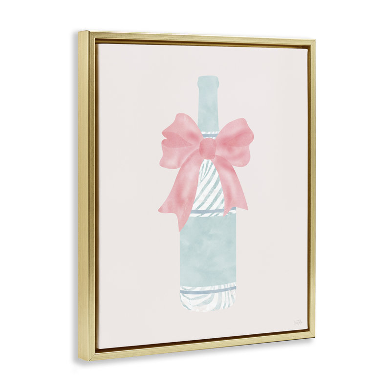 Bouteille de champagne zébrée à rayures, H 21 po x l 17 po, Cadre flottant gris lustré