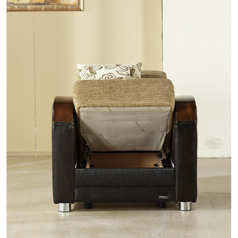 Fauteuil Damantnik Fulya brun, Tissu chenille beige