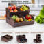 Bacs de rangement en bois d'acacia et garde-manger, paniers de cuisine empilables à ouverture ouverte avec évent pour la pomme de terre, l'oignon, les fruits, les légumes et le pain, noyer-2011901864
