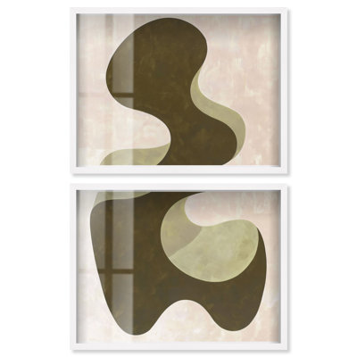 Ensemble d'art mural bohème moderne Organic Curvature III Shadowbox Print par Art Remedy, cadre blanc, 48 x 36