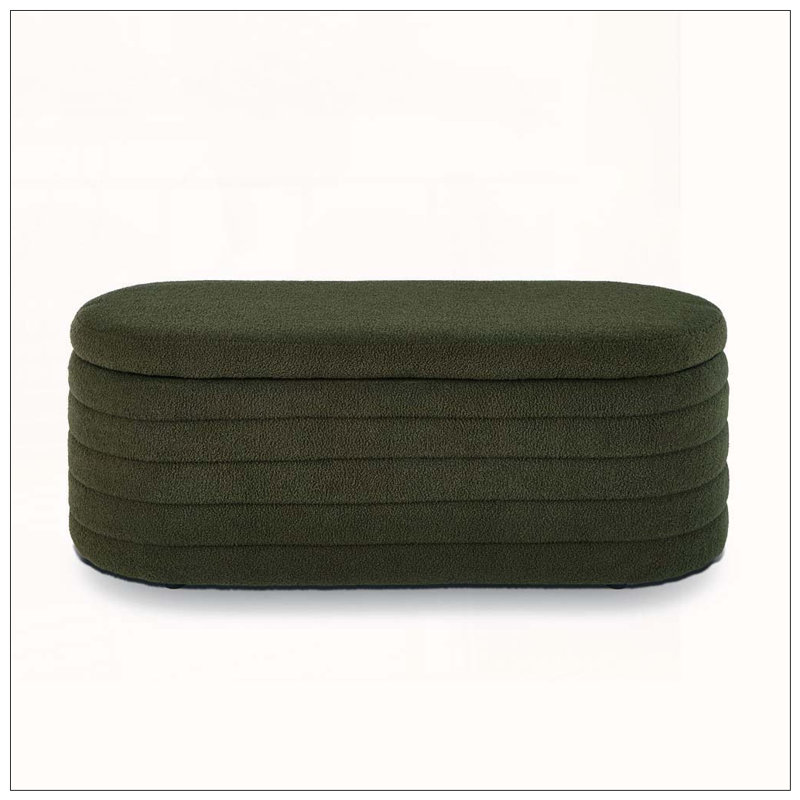Banc de rangement moderne avec repose-pieds ovale, Vert foncé