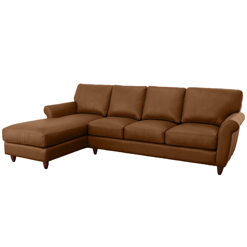 Canapé modulaire en cuir véritable Cherish, Face à la gauche, Cuir véritable cèdre