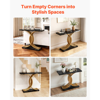 100.08 cm W Steel Top Console Table