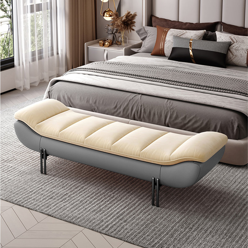 Banc avec revêtement, H 16,54 po x l 62,99 po x P 19,69 po, Beige/gris