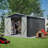 10X10 FT Large Outdoor Metal Storage Shed - Updated Heavy-Duty Frame & Lockable Double Doors, All-Weather Utility Garden Shed For Backyard, Lawn, Patio Tools & Equipment, Black-123950937-123950939