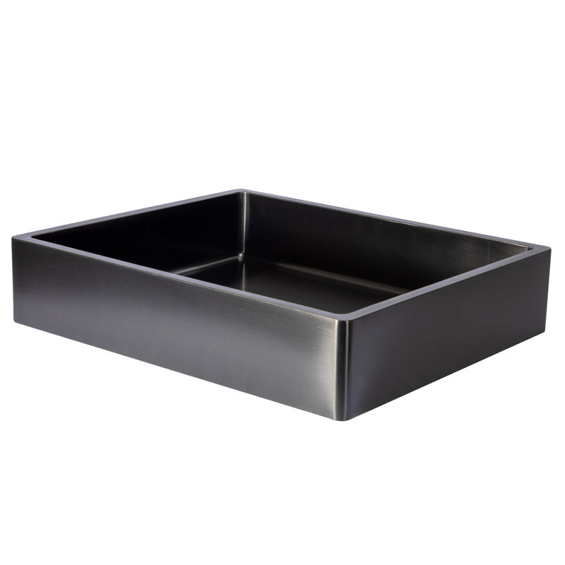 Stainless Steel Rectangular Vessel Bathroom Sink, Black