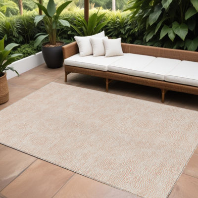 Tapis intérieur / extérieur géométrique lavable pêche et beige 9 pi x 12 pi