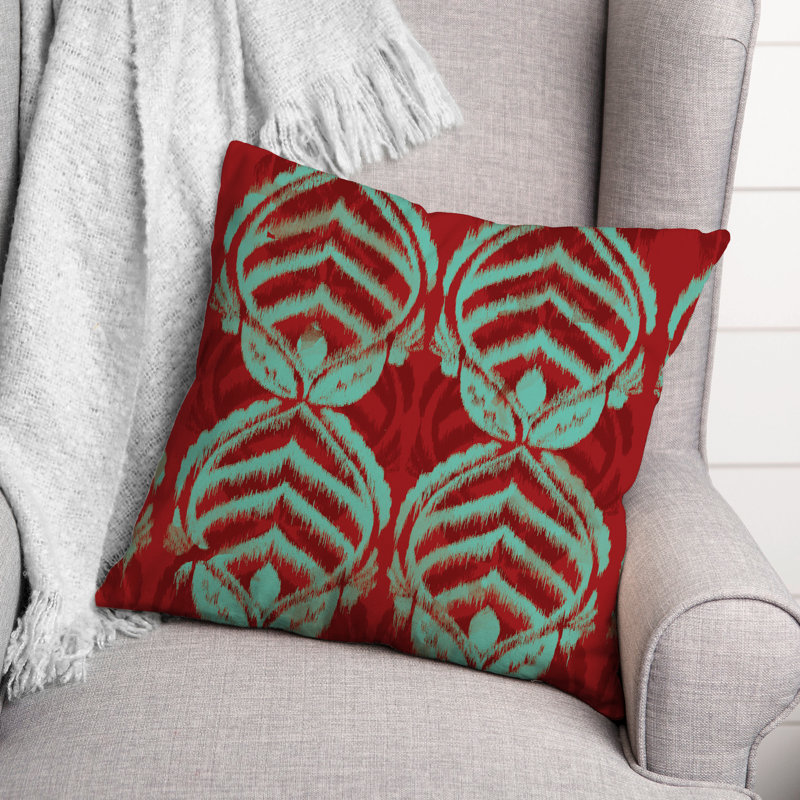 Housse et insert de coussin extérieur d'extérieur, Rouge / bleu sarcelle