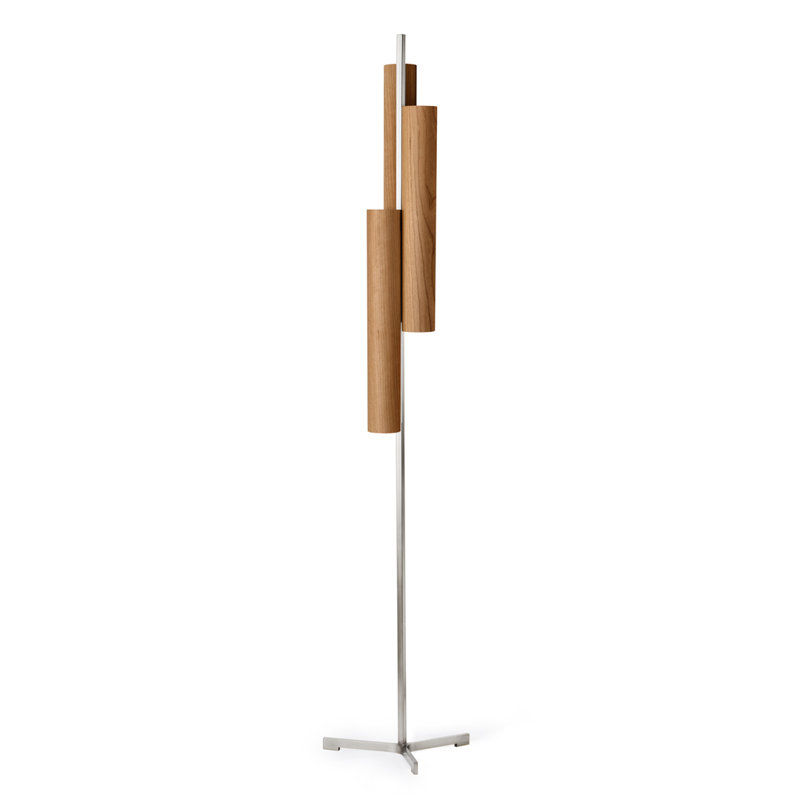Black Note LED Floor Lamp, Natural Cherry, Matte Black