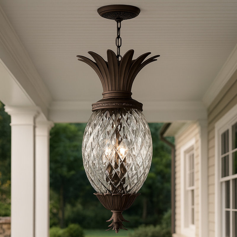 Plantation 4 -Light 28.5" H Outdoor Pendant, Bronze