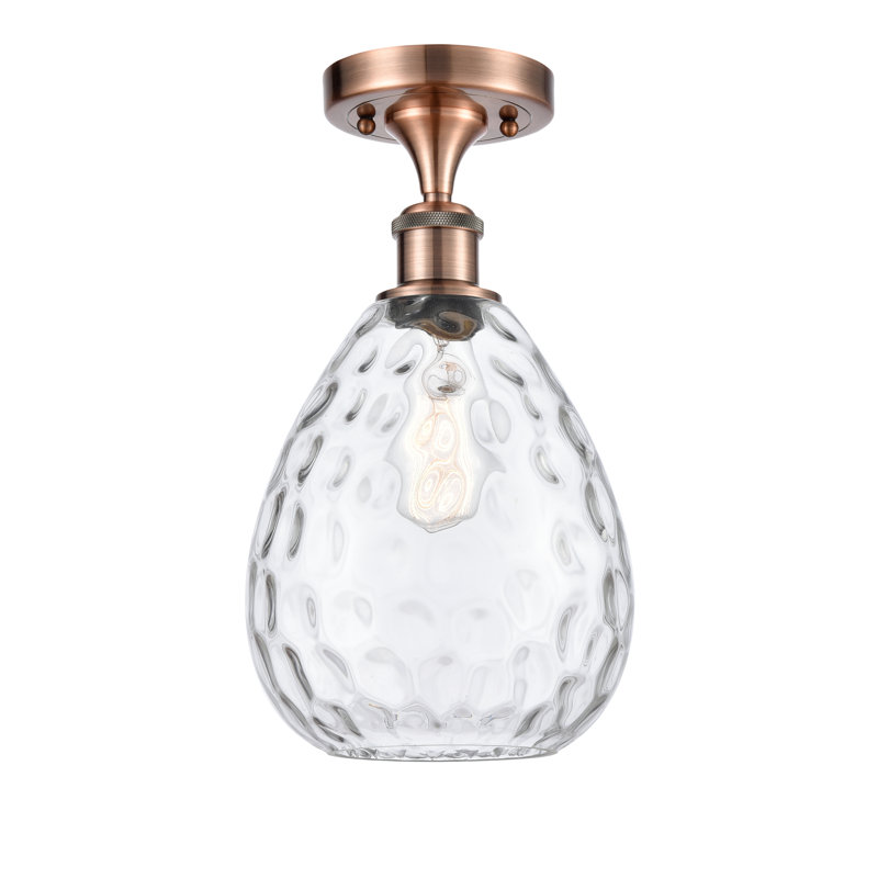 Morganna Glass Semi Flush Mount, Antique Copper, No Bulb Included