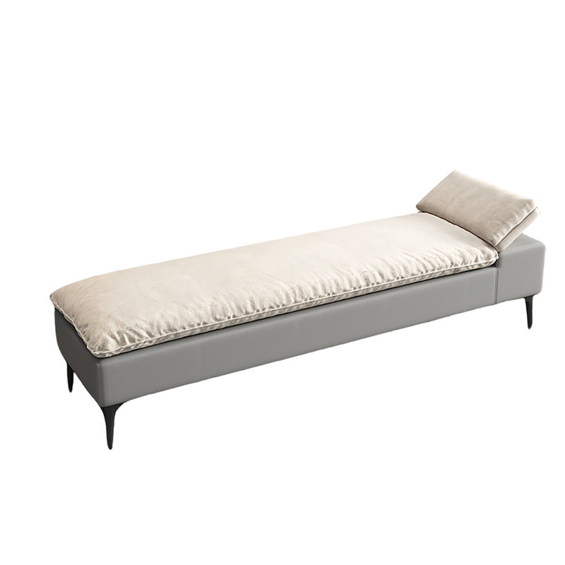 Banc rembourré Tonnisha, H 16,53 po x l 78,74 po x P 19,68 po, Blanc cassé, Gris
