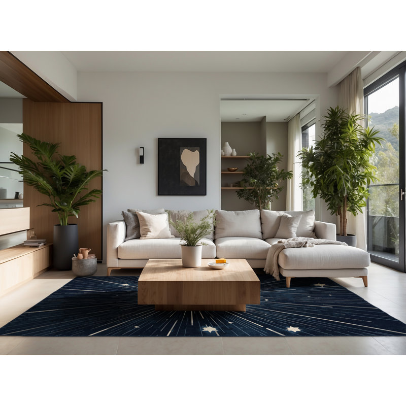 Tapis bleu doux et moelleux Vance Posh & Luxe Starburst, 2 x 5