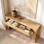 Table de canapé d'entrée Farmhouse, console en chêne clair de 60 pouces avec tablettes latérales et 2 tiroirs de rangement