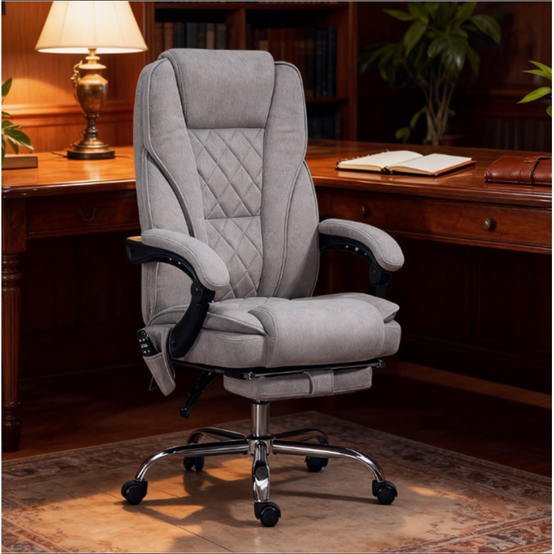 Fauteuil inclinable chauffant, fauteuil de bureau de massage à hauteur réglable, repose-pieds