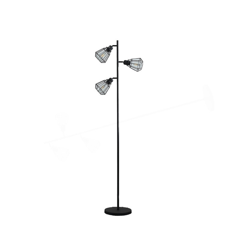 65" In Adjustable Cage Shade Industrial Farmhouse Metal Floor Lamp