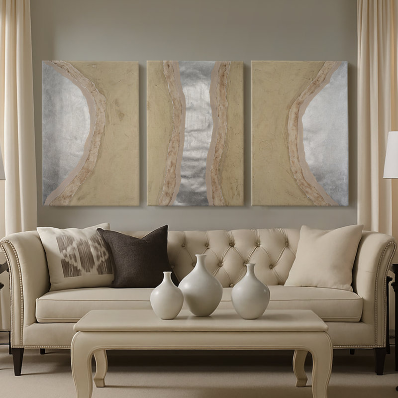 Silver Lake I - Toile tendue avec châssis sur mesure - 3 pièces