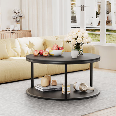 36-inch Round Coffee Table, Double-decker Design