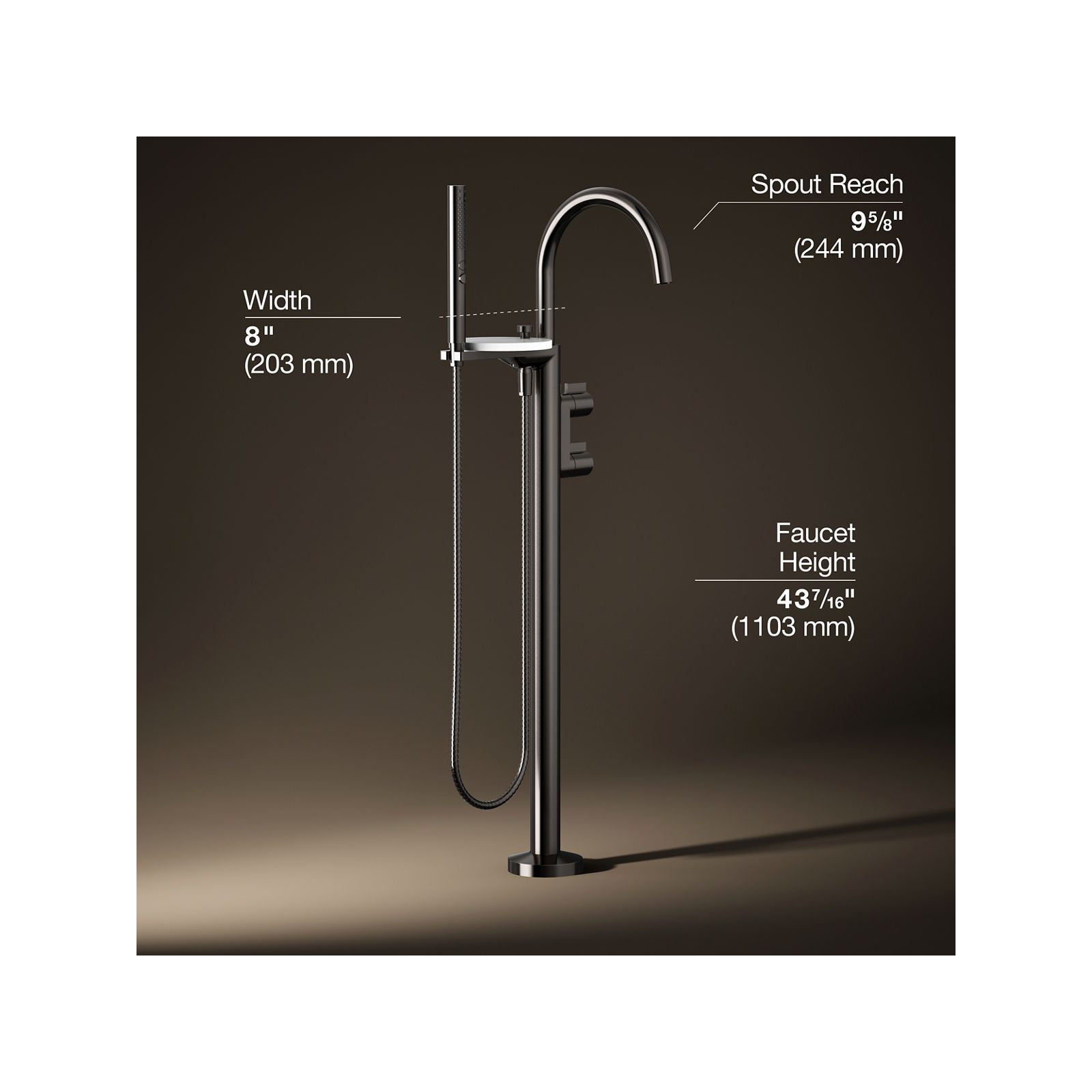 Components Floor-Mount Bath Filler Trim, Knob Handle, Silver