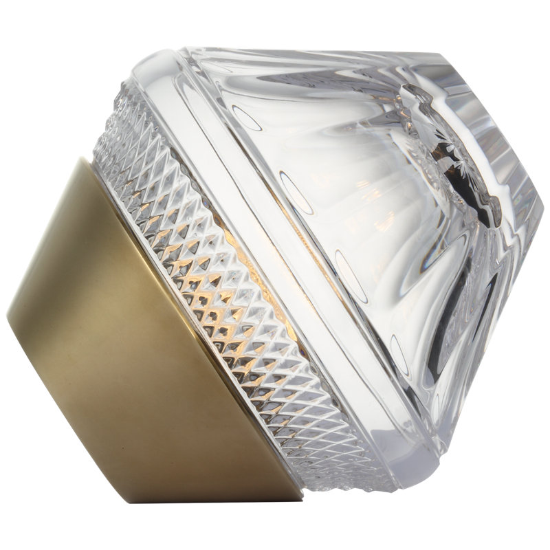 Waterford Copper Coast 5" Rechargeable Accent Lamp with Clear Crystal, Gold