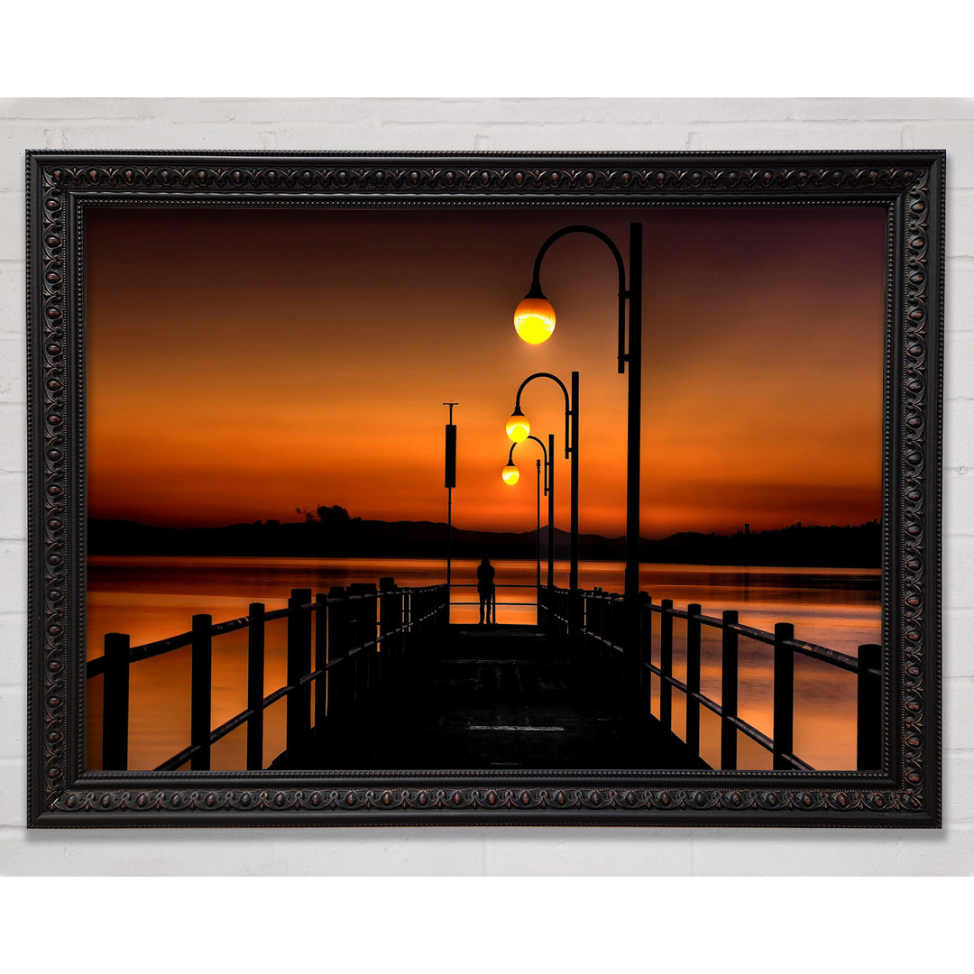 Pier Sunset Orange - Einzelner Bilderrahmen Kunstdrucke