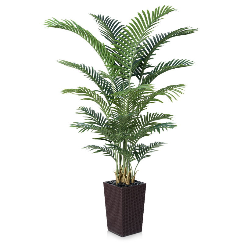 Adcock UV Resistant Artificial Palm Tree, Faux Palm Tree with Decorative Base for Indoor Outdoor, 72" H x 24" W x 24" D