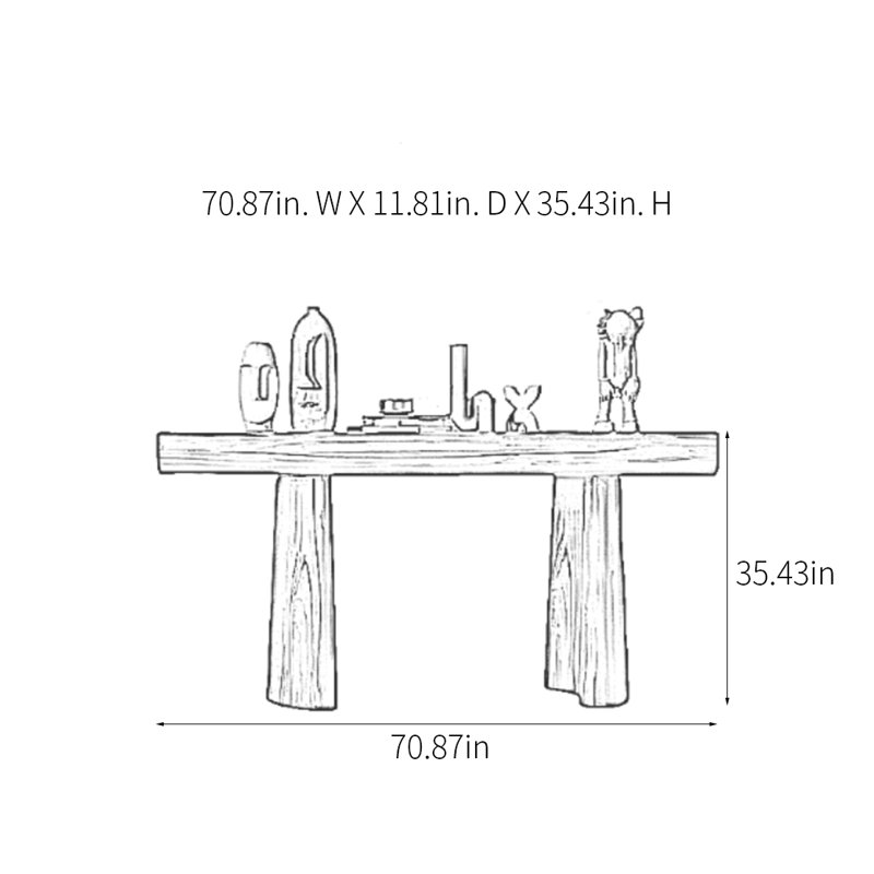 Modern Minimalist Art Console Table, 35.43" H x 70.87" W x 11.81" D