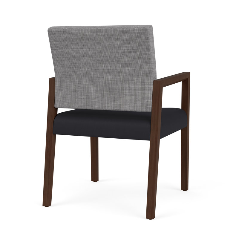 Chaise d'invité de réception Brooklyn, Noyer Riftwood, Gris Chambray / noir Patriot Plus