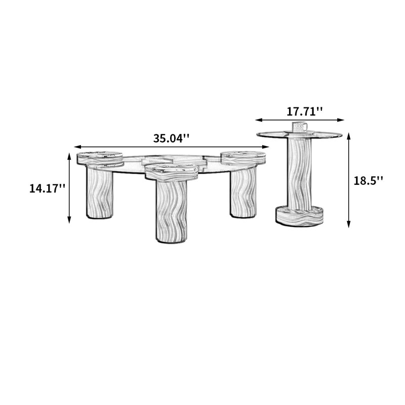 Coffee Table with Tempered Glass Top Set