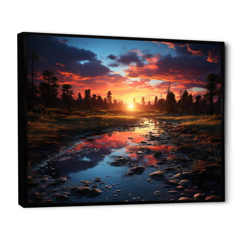 " Sunset Dusk Serenade II ", Black Floater Framed, 12" H x 20" W x 1" D