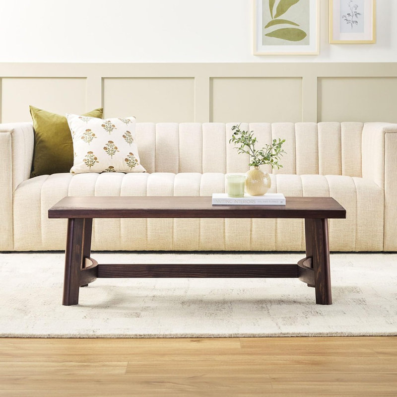Modern Farmhouse Solid Wood Rectangular Coffee Table – Espresso