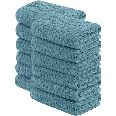 Super Absorbent Kitchen Towels 12 Pack - Premium 100% Cotton Kitchen Towels, 450GSM Thick Machine Washable Aqua Dish Towels For Kitchen Drying, Cleaning, Dobby Weave, Unmatched Quality