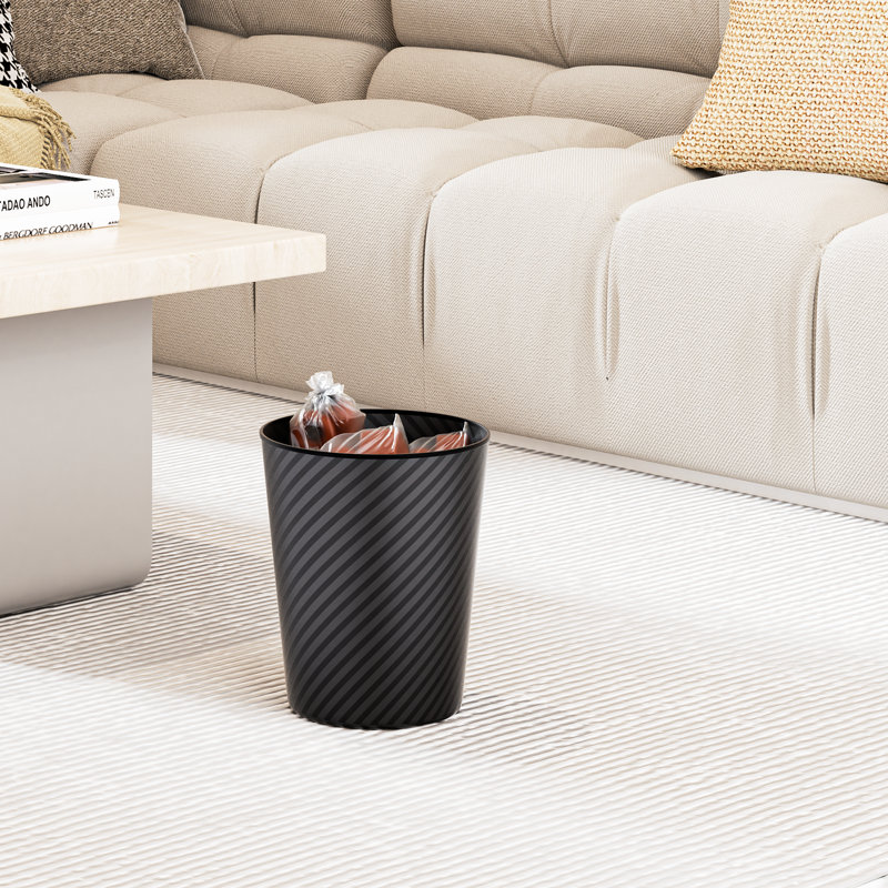 Black Metal 1.3 Gallon Round Open Top Waste Bin Set