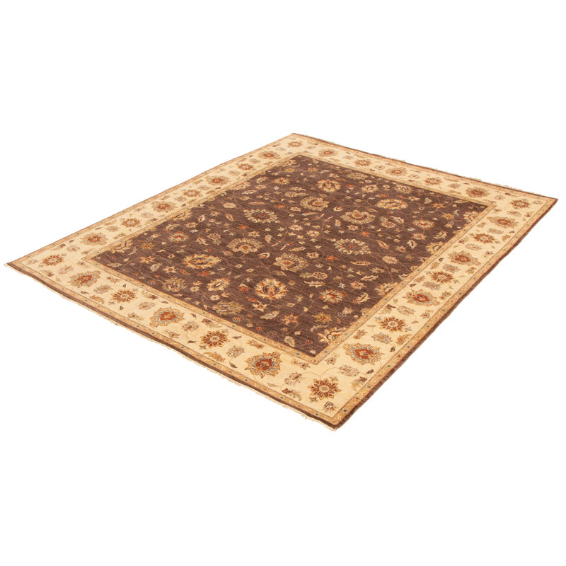 Tapis brun torsadé noué à la main 8 pi 1 po x 10 pi 1 po Chobi