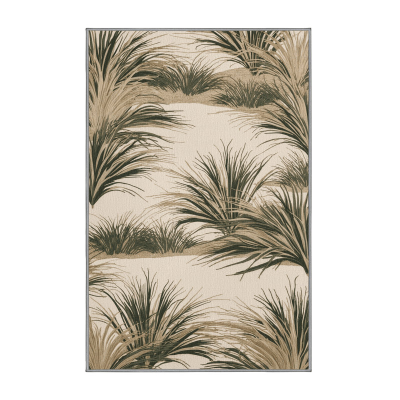 Washable Dune Grass Pattern Coastal Area Rug, Runner 2' x 4'