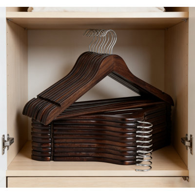 Paquet de 60 cintres en bois, robustes et durables, convenant aux garde-robes, vestes, robes de demoiselle d'honneur et robes de mariée