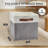 Linen Storage Bins 6-Pack, Foldable Open Bins with Leather Handles, Gray, 13x6x5 Inches-1267078555