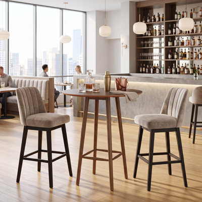 Table de bar ronde de 100 cm (39,37 po), table de bistro en bois massif avec cadre robuste et repose-pieds