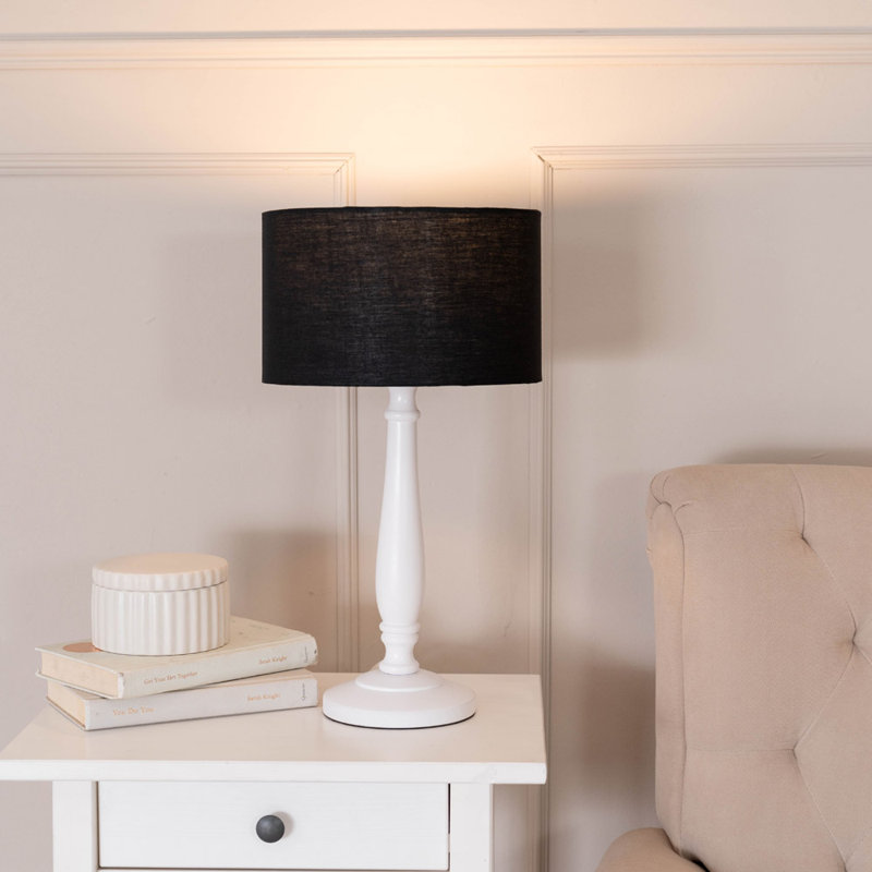 Annum Wood Table Lamp, No, White, Black