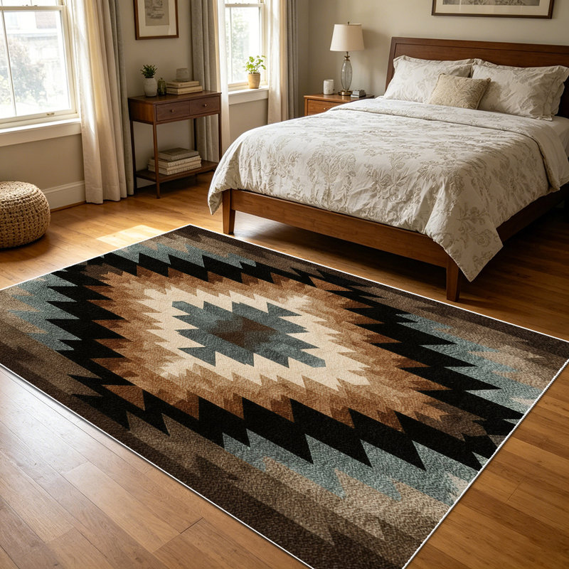 Tapis à motif géométrique 1 pièce Southwestern, Rectangle 6'8" x 10'
