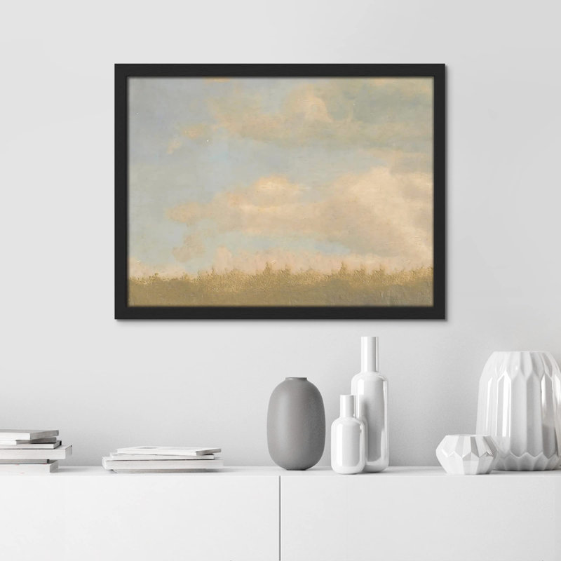 «Clouds Over Green Forest Field» sur papier, Noir, H 8 po x l 10 po