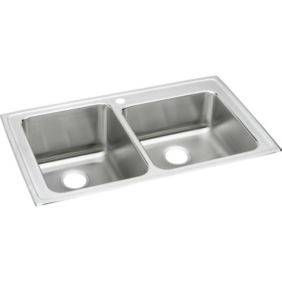 Évier de cuisine à double cuve à montage sur plan L 37 po x l 22 po Lustertone