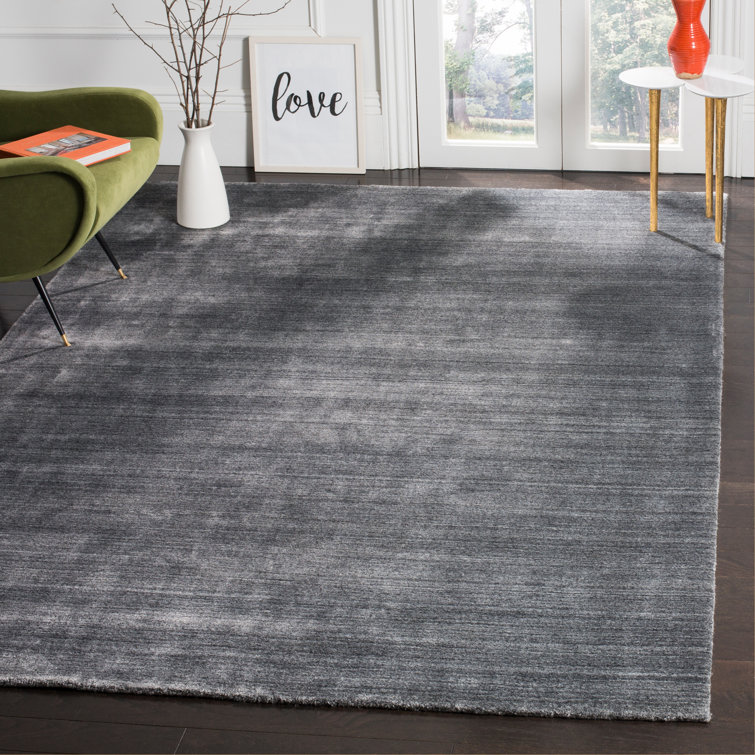 Tapis de couleur unie en laine / viscose tissé à la main Zowie
